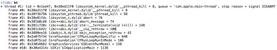 libc++abi.dylib: terminate_handler unexpectedly threw an exception错误小结0