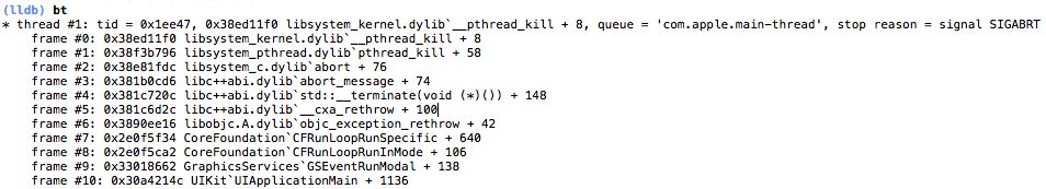 libc++abi.dylib: terminate_handler unexpectedly threw an exception错误小结0